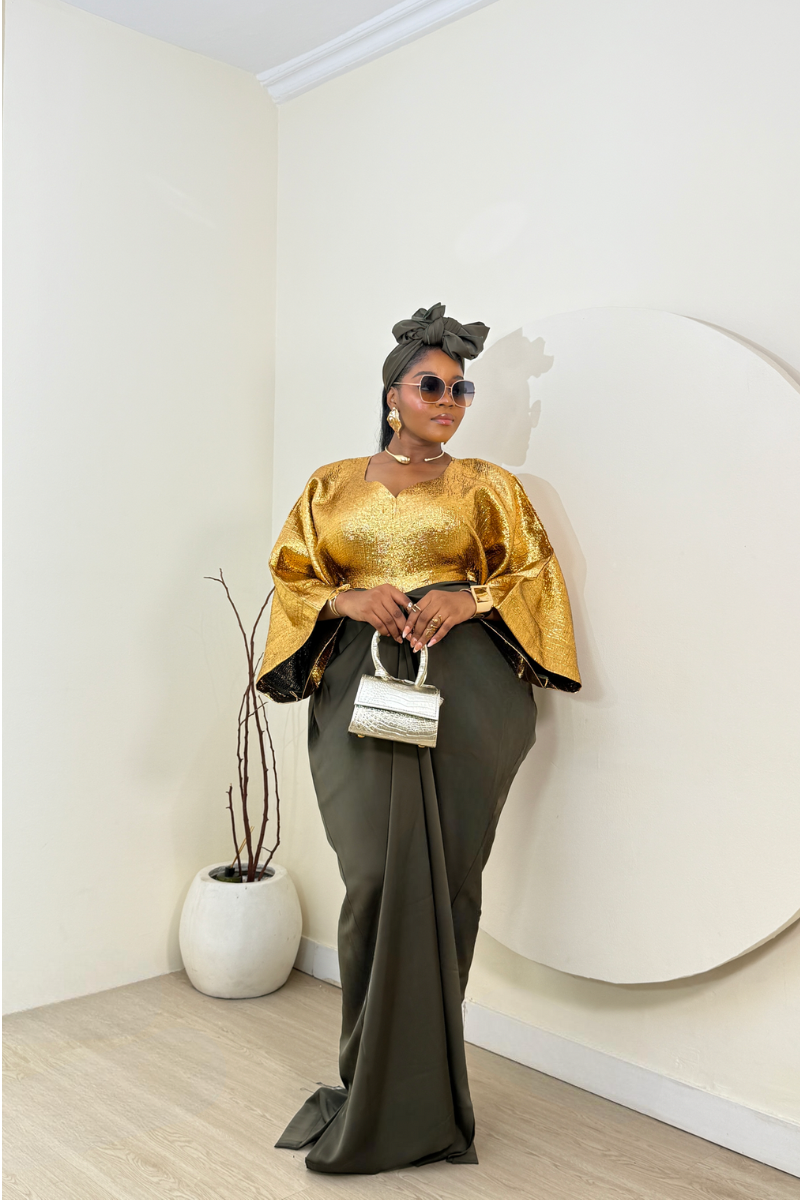 ÌYAWO OGA DRESS WITH SCARF - SHESABI