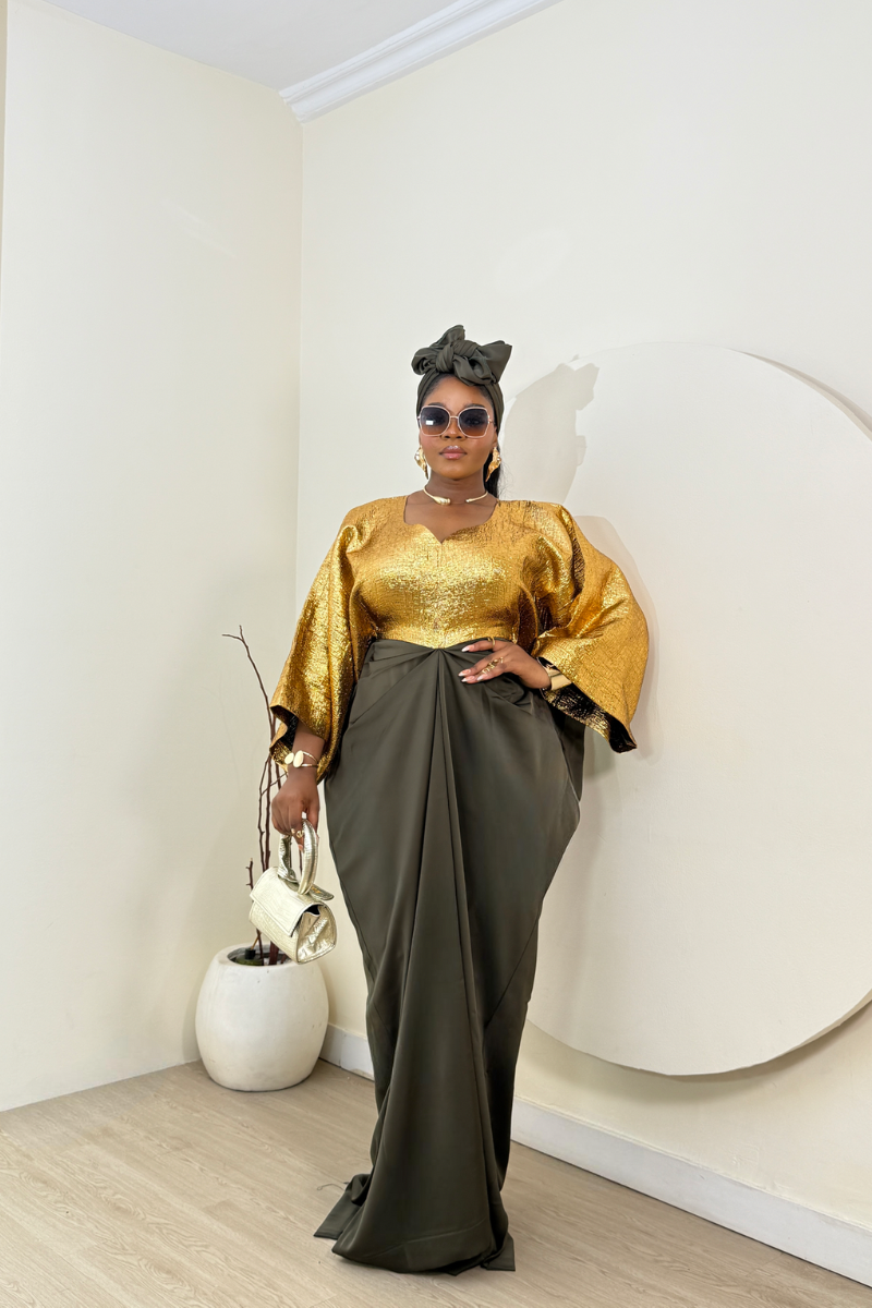 ÌYAWO OGA DRESS WITH SCARF - SHESABI