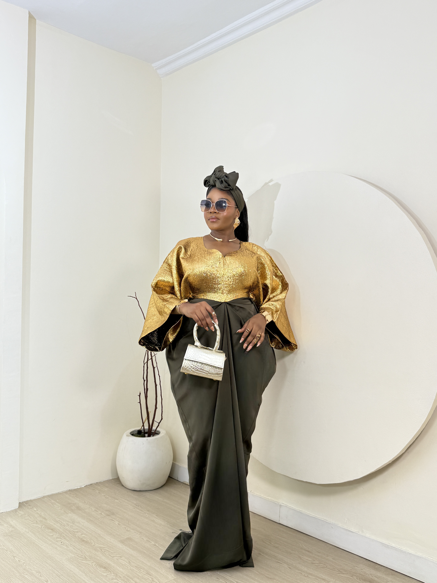 ÌYAWO OGA DRESS WITH SCARF - SHESABI