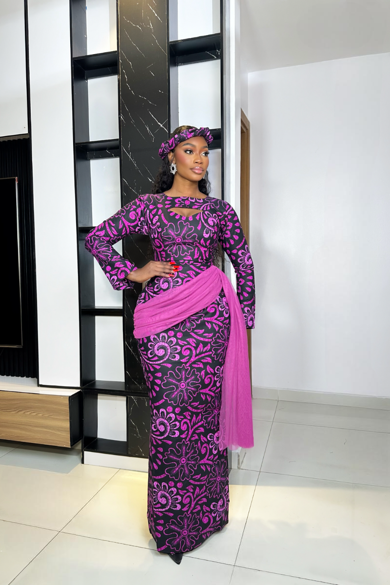 OMALICHA ANKARA DRESS NEW PRINT - PINK