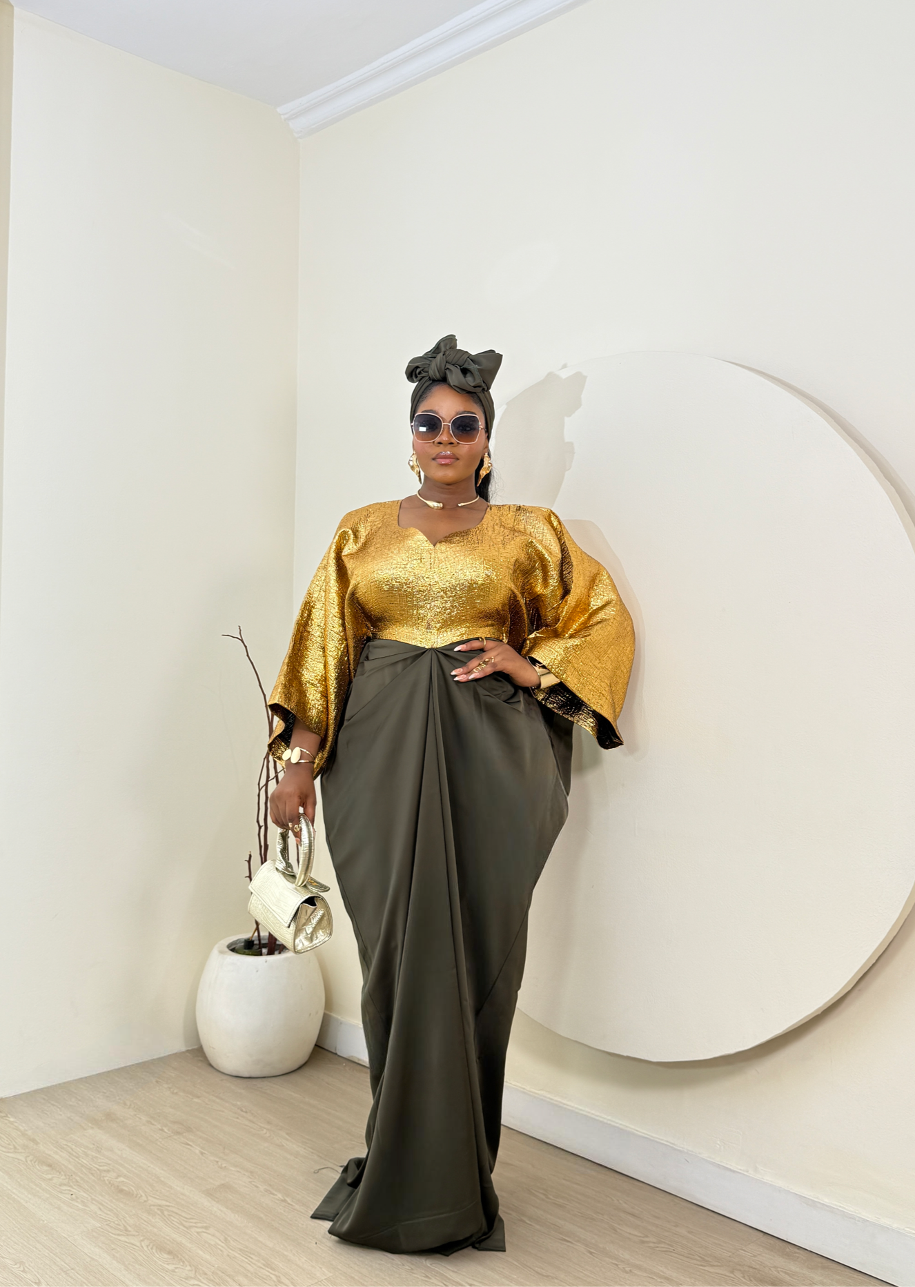 ÌYAWO OGA DRESS WITH SCARF - SHESABI