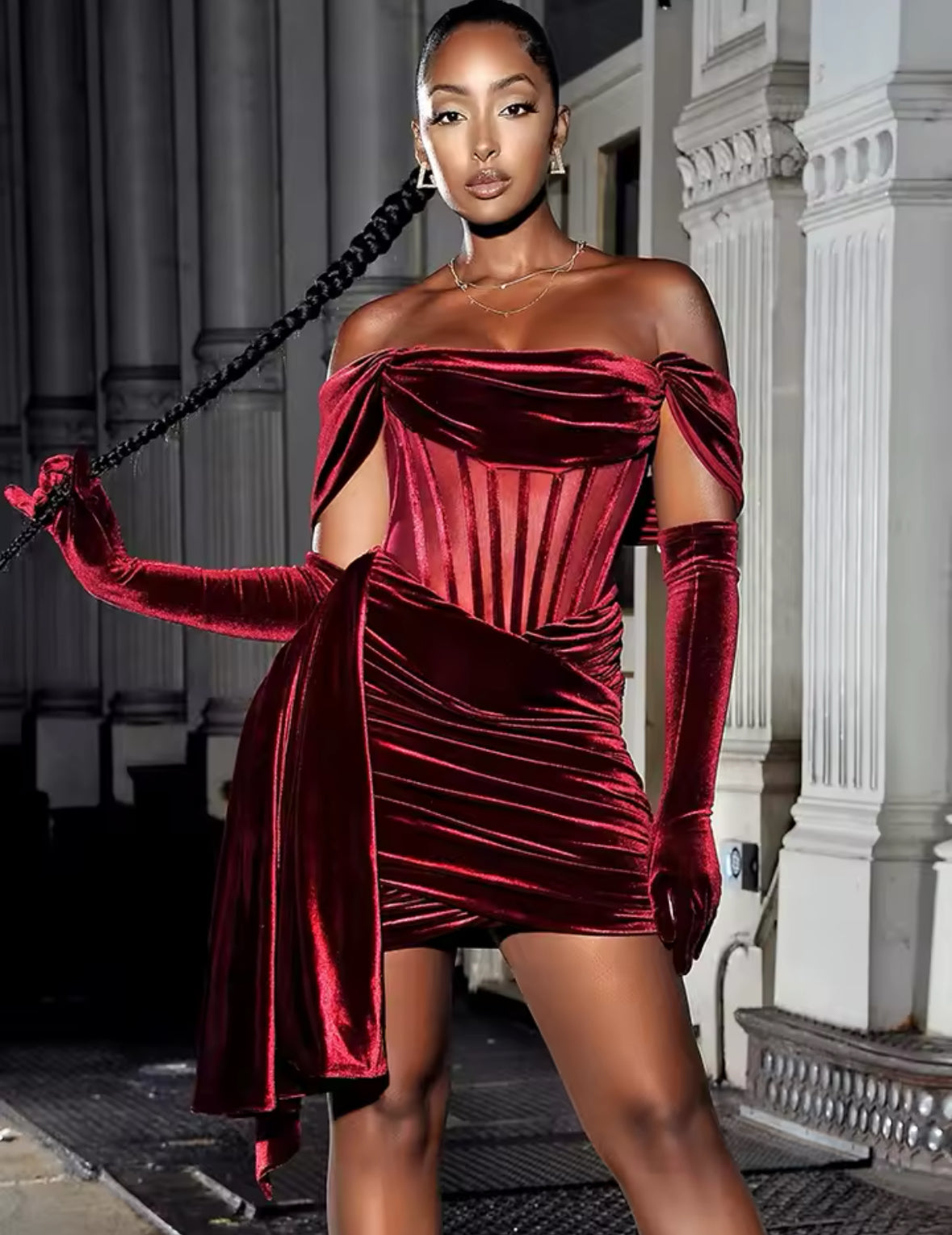 Corset Velvet mini Dres - SHESABI