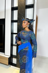 OMALICHA ANKARA DRESS NEW PRINT - BLUE