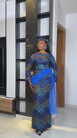 OMALICHA ANKARA DRESS NEW PRINT - BLUE